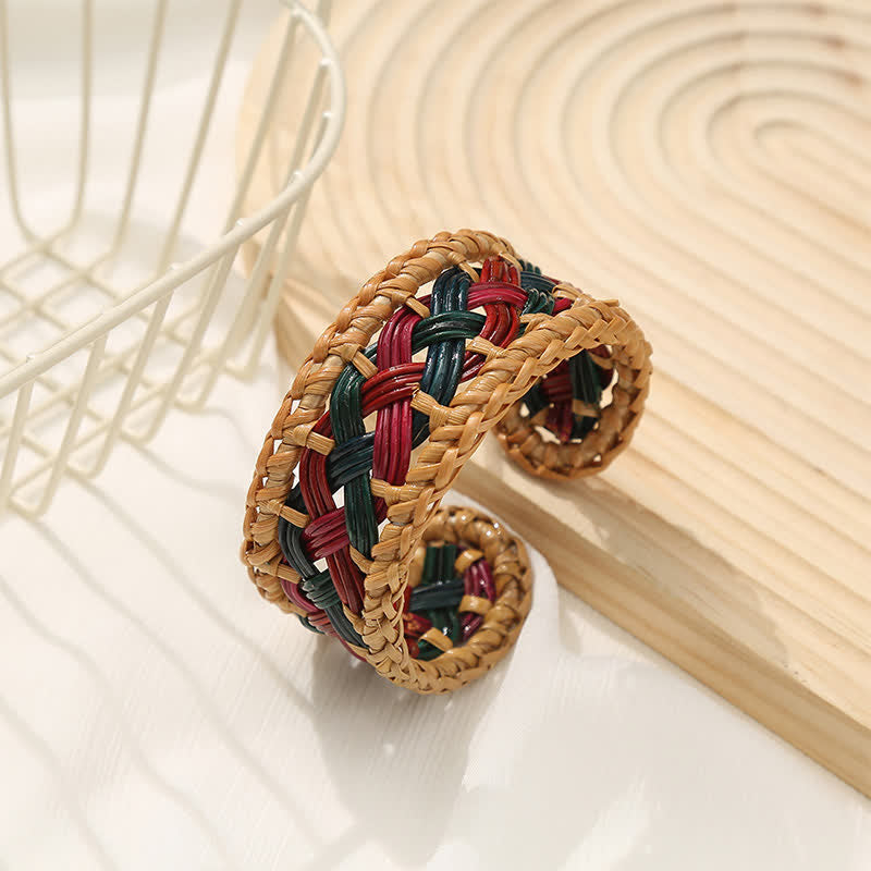 Buddha Stones Natural Rattan Hand-Woven Bohemian Wide Round Cuff Bracelet - image 3