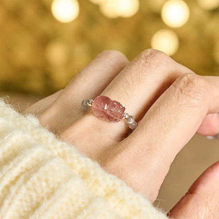 Buddha Stones 3mm Mini Beads Natural Moonstone Tourmaline Garnet Pearl Strawberry Quartz PiXiu Healing Elastic Ring - image 13