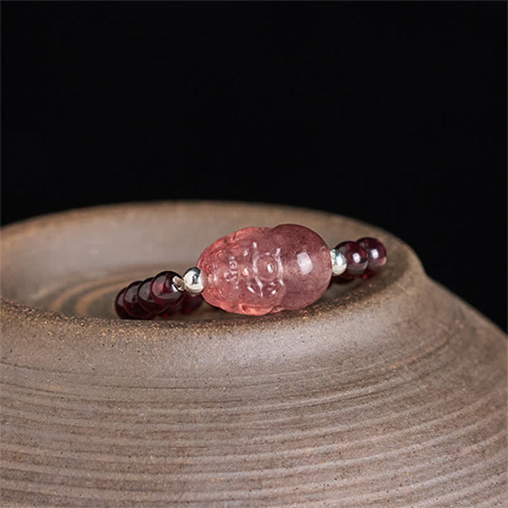 Buddha Stones 3mm Mini Beads Natural Moonstone Tourmaline Garnet Pearl Strawberry Quartz PiXiu Healing Elastic Ring - image 2