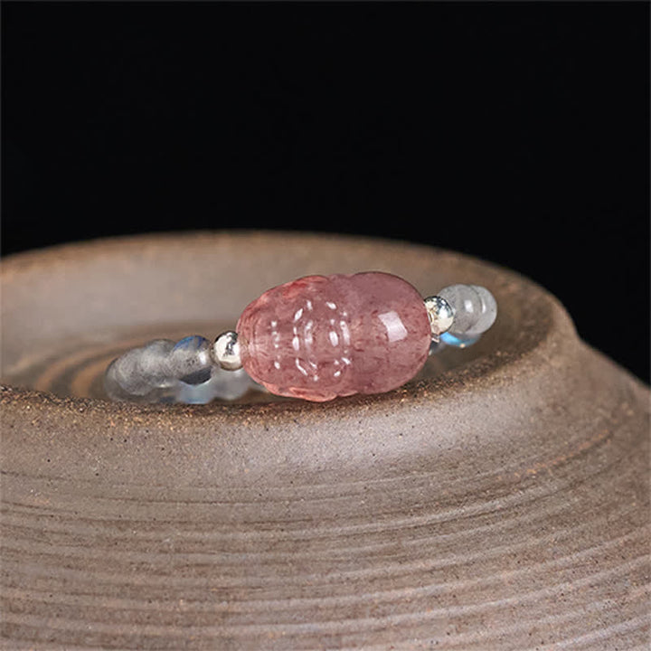Buddha Stones 3mm Mini Beads Natural Moonstone Tourmaline Garnet Pearl Strawberry Quartz PiXiu Healing Elastic Ring - image 10