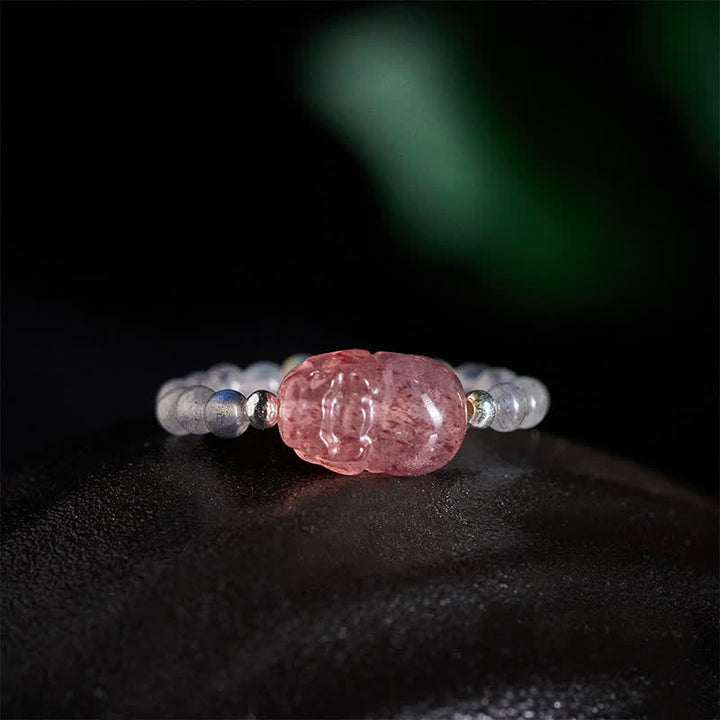 Buddha Stones 3mm Mini Beads Natural Moonstone Tourmaline Garnet Pearl Strawberry Quartz PiXiu Healing Elastic Ring - image 12