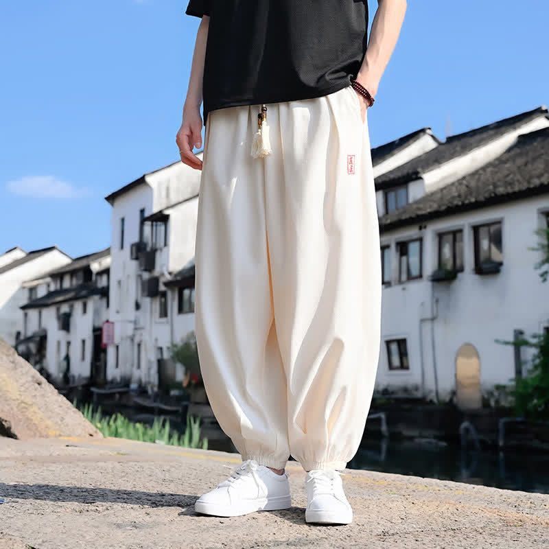Buddha Stones Summer Drawstring Solid Ankle Length Men's Harem Pants With Pockets - image 8