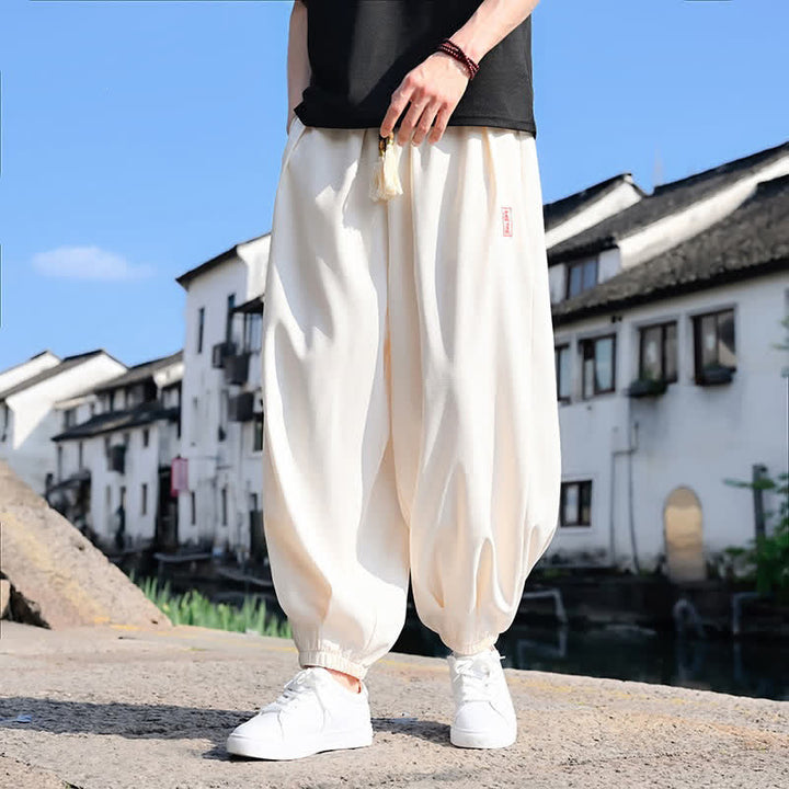 Buddha Stones Summer Drawstring Solid Ankle Length Men's Harem Pants With Pockets - image 7