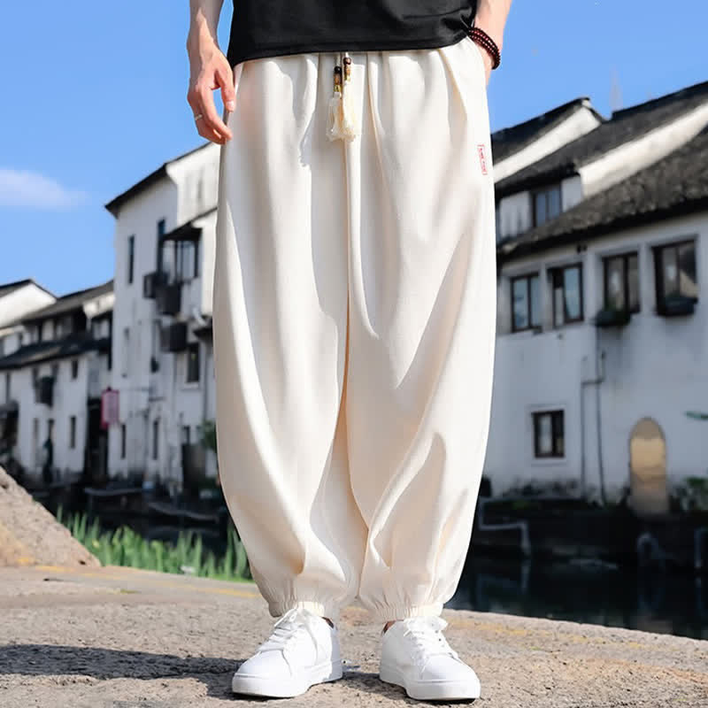 Buddha Stones Summer Drawstring Solid Ankle Length Men's Harem Pants With Pockets - image 11