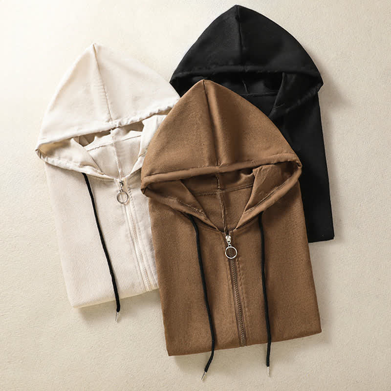 Buddha Stones Summer Casual Drawstring Solid Zipper Design Women's Sleeveless Hooded Shirts With Pockets - image 28