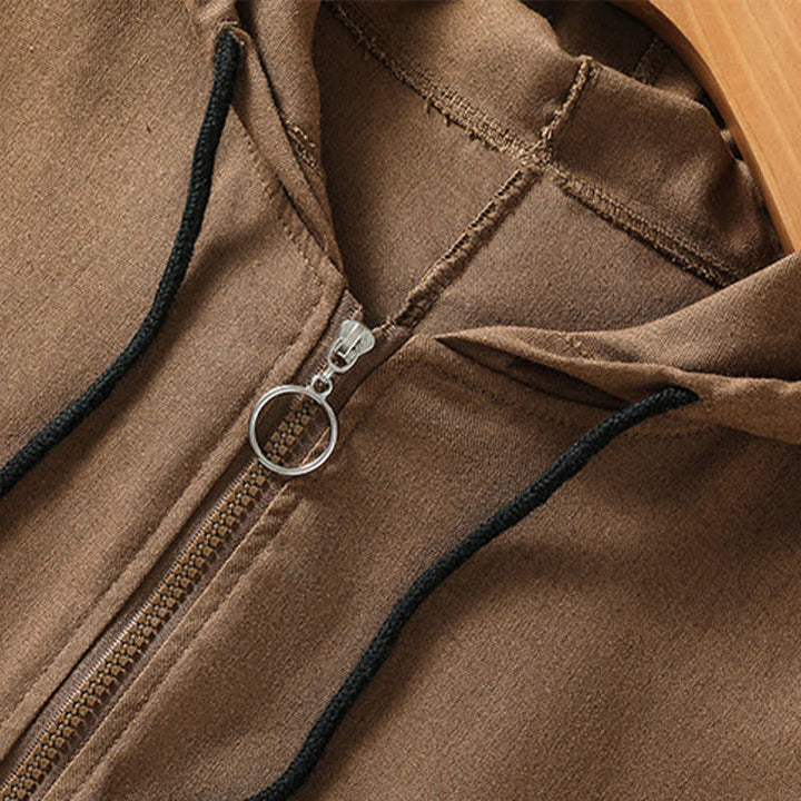 Buddha Stones Summer Casual Drawstring Solid Zipper Design Women's Sleeveless Hooded Shirts With Pockets - image 24