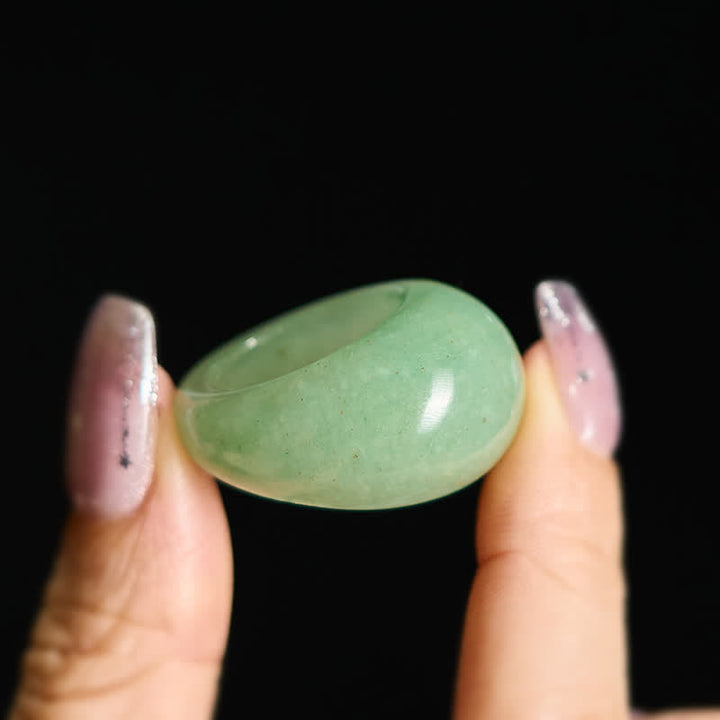 Buddha Stones Natural Green Aventurine Wide Balance Ring - image 4