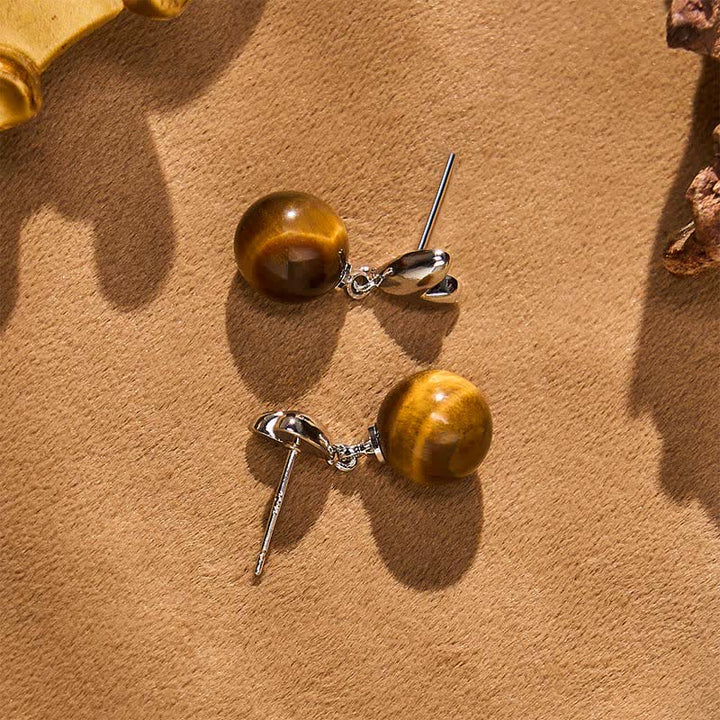 Buddha Stones Tiger Eye Heart Design Copper Courage Earrings - image 4