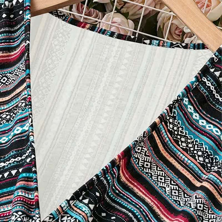 Buddha Stones Summer Bohemian Stripes V-Neck Women's Summer Sleeveless Dress - image 3