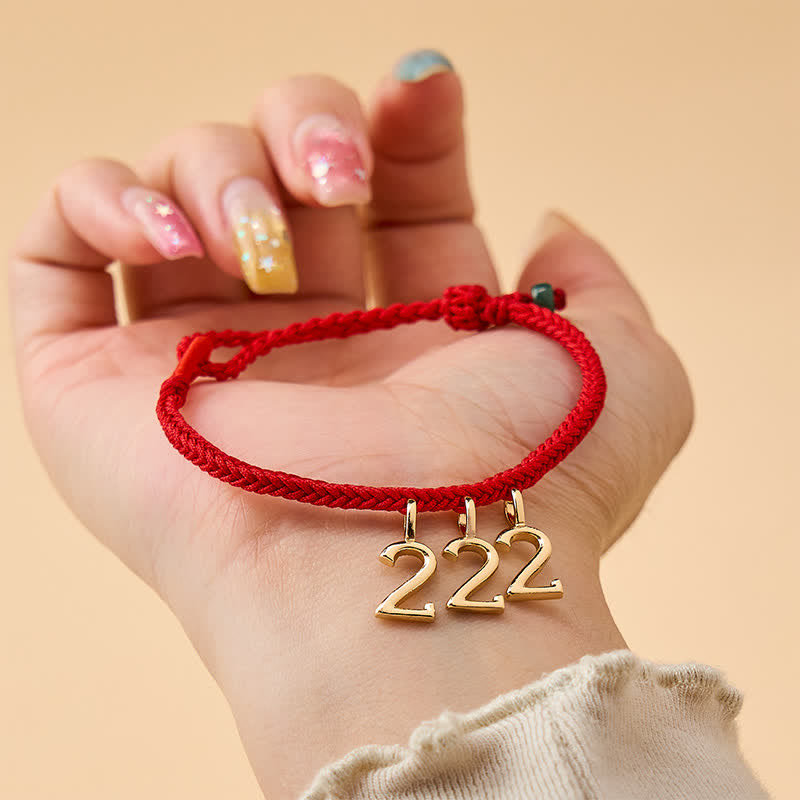 Buddha Stones 777 444 333 222 111 Angel Number Red String Jade Protection Braided Bracelet - image 4