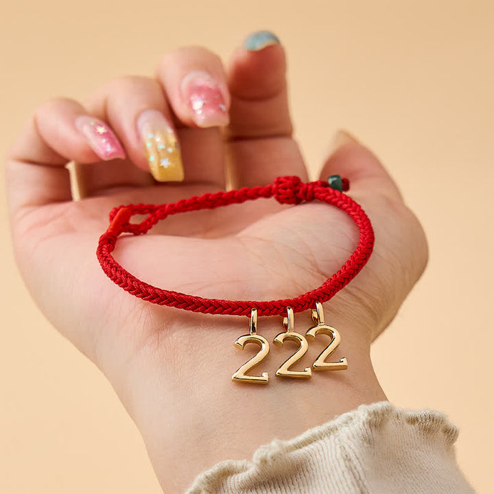 Buddha Stones 777 444 333 222 111 Angel Number Red String Jade Protection Braided Bracelet - image 4