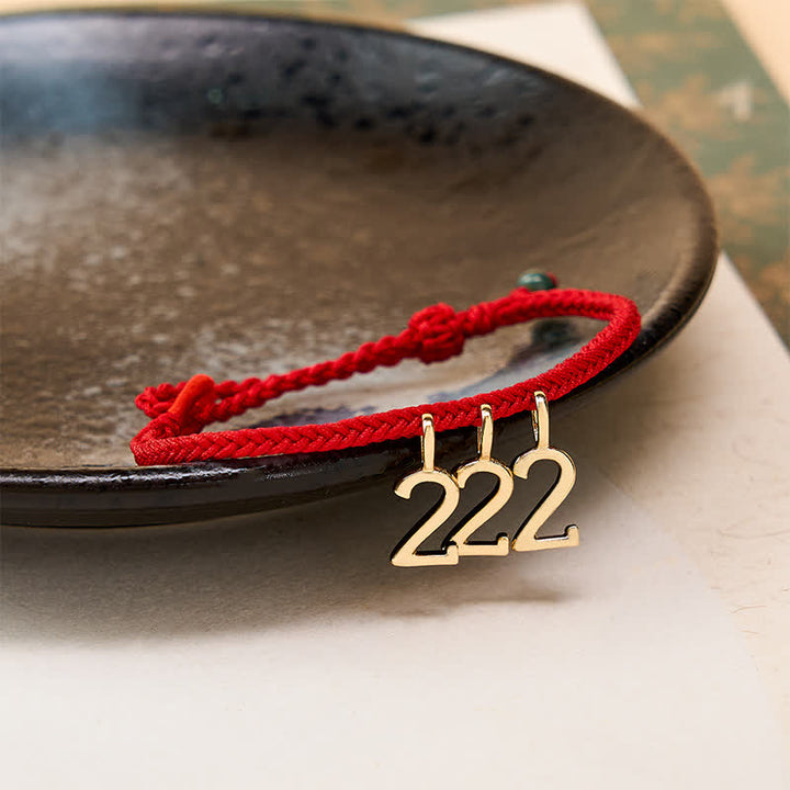 Buddha Stones 777 444 333 222 111 Angel Number Red String Jade Protection Braided Bracelet - image 3