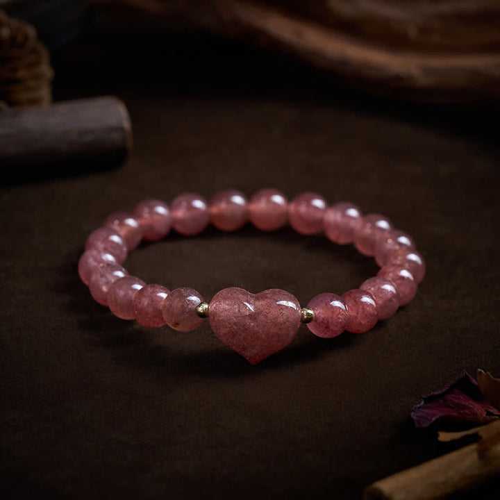 Buddha Stones Natural Amethyst Green Aventurine Tiger Eye Strawberry Quartz Love Heart Spiritual Bracelet - image 20