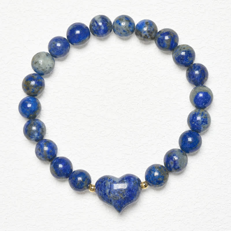 Buddha Stones Natural Amethyst Green Aventurine Tiger Eye Strawberry Quartz Love Heart Spiritual Bracelet - Lapis Lazuli(Wrist Circumference 14-16cm) - image 33