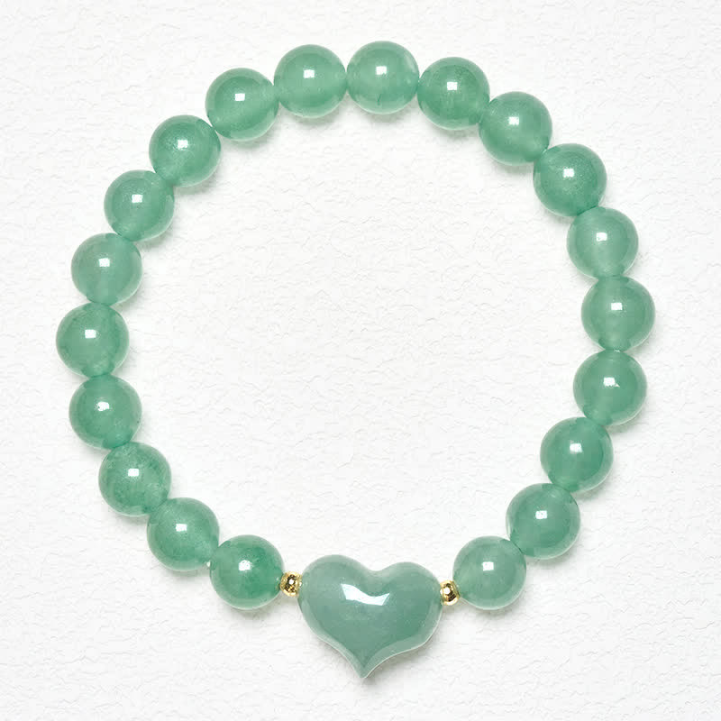 Buddha Stones Natural Amethyst Green Aventurine Tiger Eye Strawberry Quartz Love Heart Spiritual Bracelet - Green Aventurine(Wrist Circumference 14-16cm) - image 10