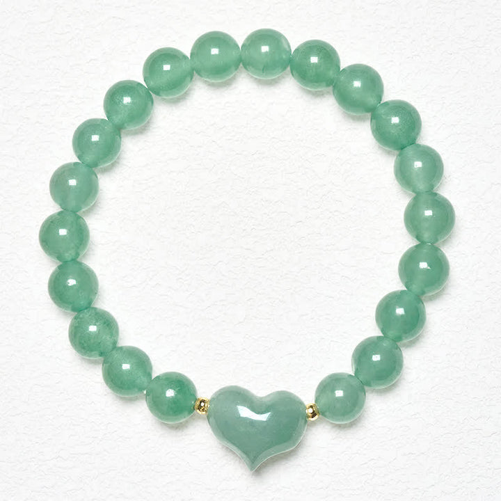 Buddha Stones Natural Amethyst Green Aventurine Tiger Eye Strawberry Quartz Love Heart Spiritual Bracelet - Green Aventurine(Wrist Circumference 14-16cm) - image 10