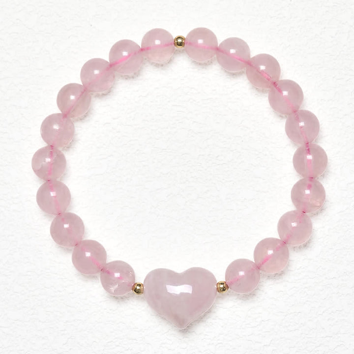 Buddha Stones Natural Amethyst Green Aventurine Tiger Eye Strawberry Quartz Love Heart Spiritual Bracelet - Rose Quartz(Wrist Circumference 14-16cm) - image 22