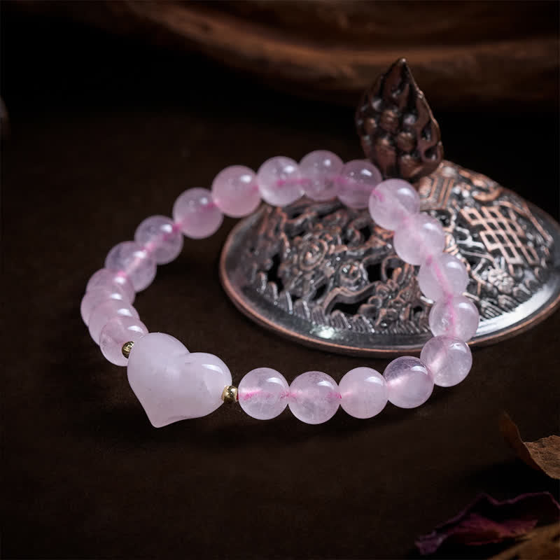 Buddha Stones Natural Amethyst Green Aventurine Tiger Eye Strawberry Quartz Love Heart Spiritual Bracelet - image 28