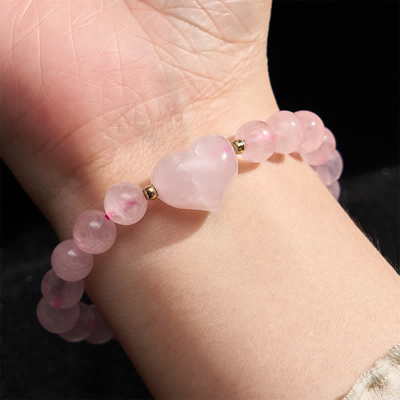 Buddha Stones Natural Amethyst Green Aventurine Tiger Eye Strawberry Quartz Love Heart Spiritual Bracelet - image 30