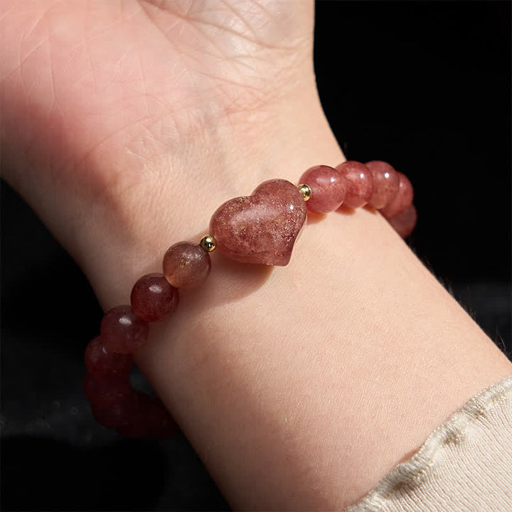 Buddha Stones Natural Amethyst Green Aventurine Tiger Eye Strawberry Quartz Love Heart Spiritual Bracelet - image 20