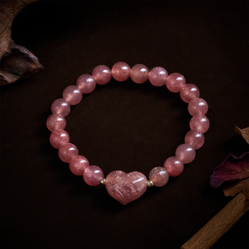 Buddha Stones Natural Amethyst Green Aventurine Tiger Eye Strawberry Quartz Love Heart Spiritual Bracelet - image 19