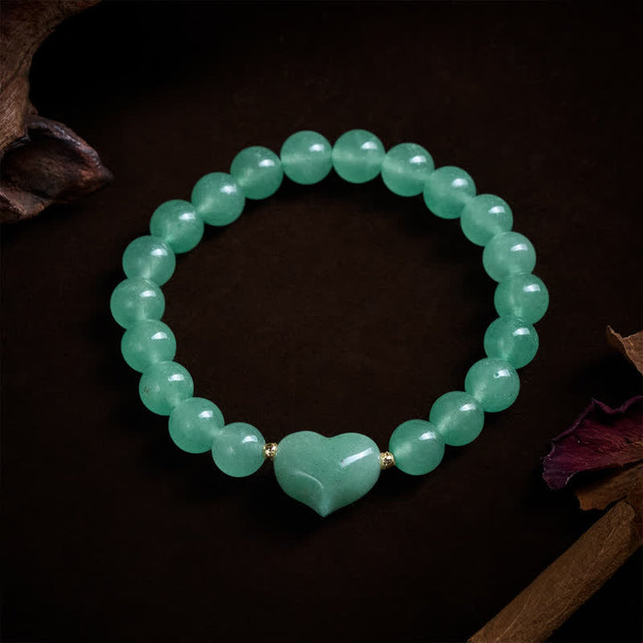Buddha Stones Natural Amethyst Green Aventurine Tiger Eye Strawberry Quartz Love Heart Spiritual Bracelet - image 14
