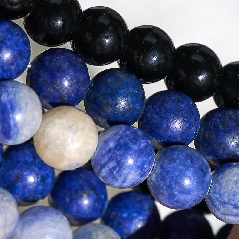 Buddha Stones Lazurite Lapis Lazuli Sodalite Black Onyx Bead Positive Bracelet - image 8