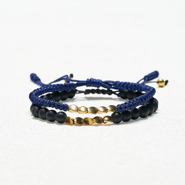 Buddha Stones 2Pcs Natural Frosted Stone Bead Copper String Cure Bracelet - image 7