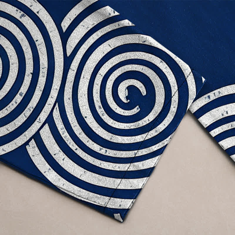 Buddha Stones Pure Cotton Concentric Circle Pattern Men's Tapered Pants With Pockets - image 3