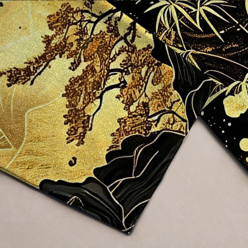 Buddha Stones Cotton Golden Moon Bamboo Pattern Men's Tapered Pants With Pockets - image 3