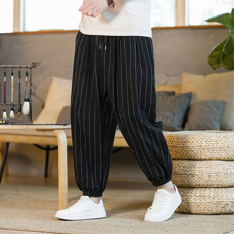 Buddha Stones Summer Casual Drawstring Striped Men's Harem Pants With Pockets - image 10