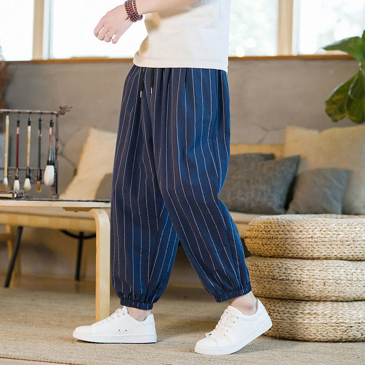 Buddha Stones Summer Casual Drawstring Striped Men's Harem Pants With Pockets - image 20