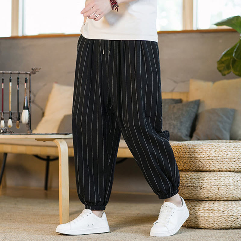 Buddha Stones Summer Casual Drawstring Striped Men's Harem Pants With Pockets - image 11