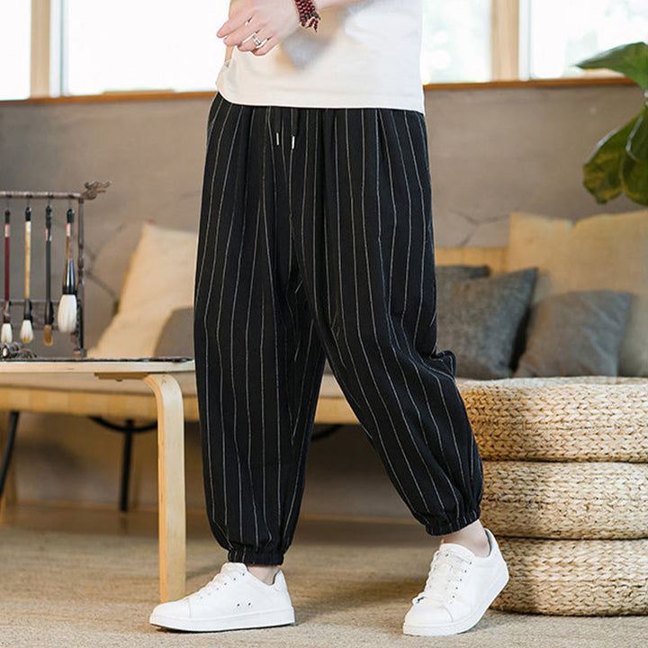 Buddha Stones Summer Casual Drawstring Striped Men's Harem Pants With Pockets - image 11