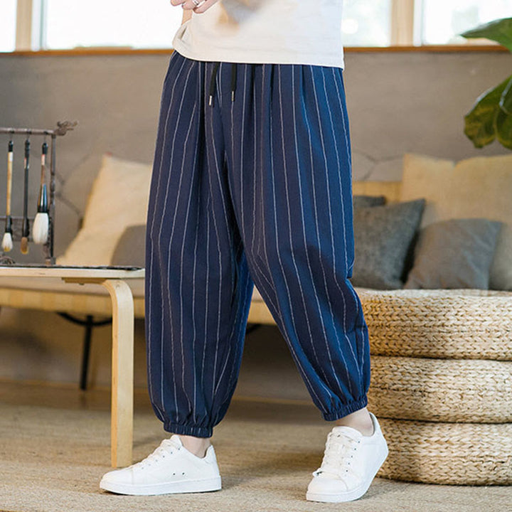 Buddha Stones Summer Casual Drawstring Striped Men's Harem Pants With Pockets - image 21