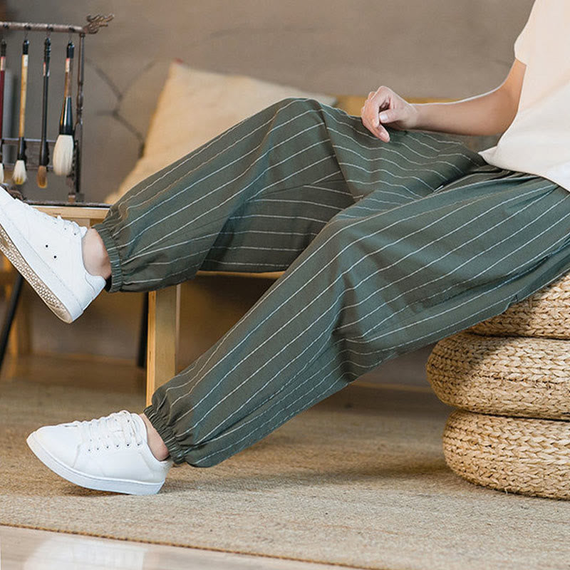Buddha Stones Summer Casual Drawstring Striped Men's Harem Pants With Pockets - image 41