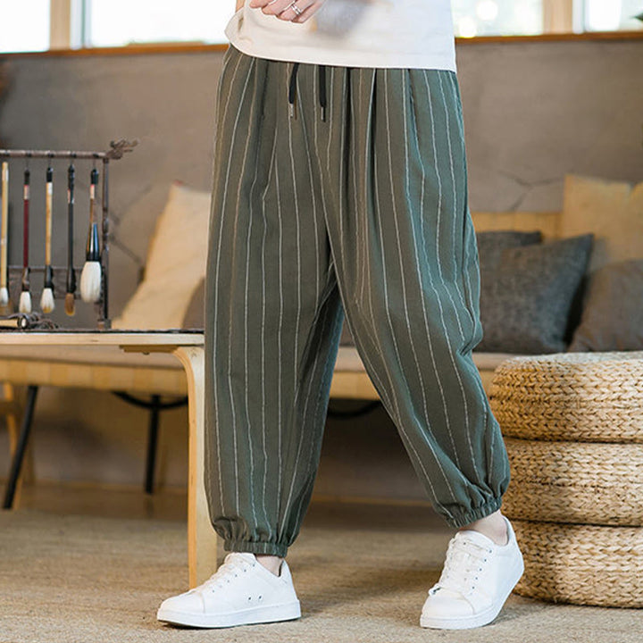 Buddha Stones Summer Casual Drawstring Striped Men's Harem Pants With Pockets - image 39