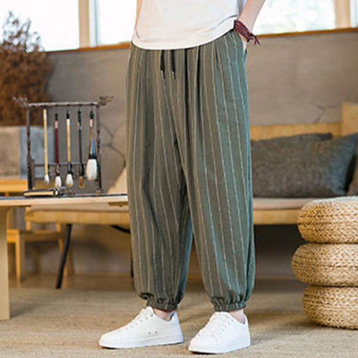 Buddha Stones Summer Casual Drawstring Striped Men's Harem Pants With Pockets - image 37