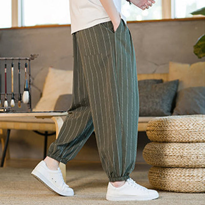 Buddha Stones Summer Casual Drawstring Striped Men's Harem Pants With Pockets - image 40