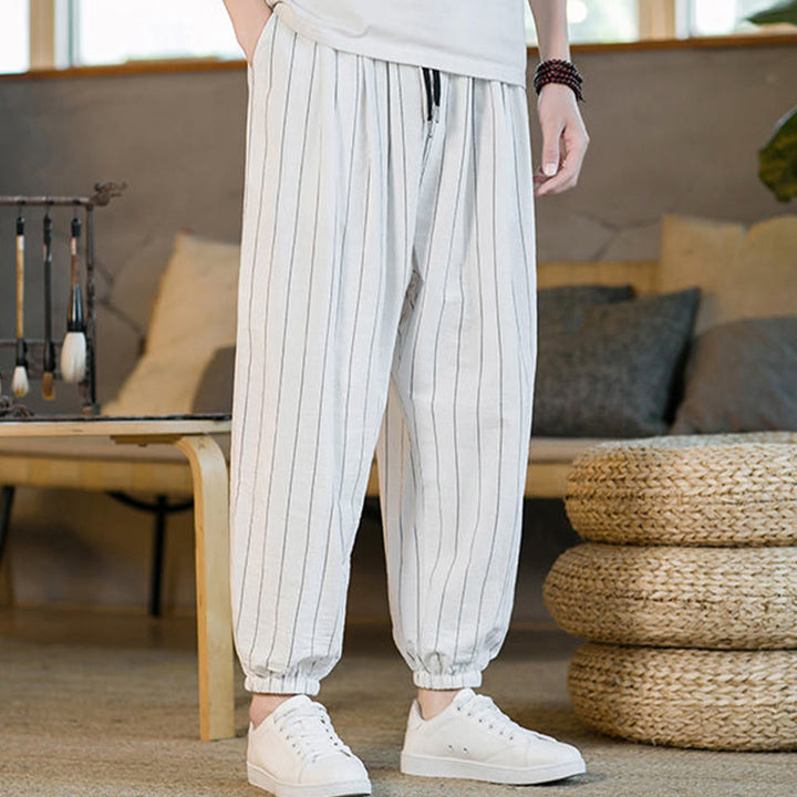 Buddha Stones Summer Casual Drawstring Striped Men's Harem Pants With Pockets - image 45