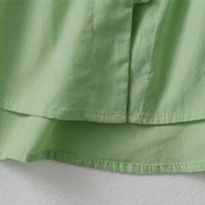 Buddha Stones Summer Casual Button Up Solid Ruffled Collar Cotton Women's Short Sleeve Shirt - image 17