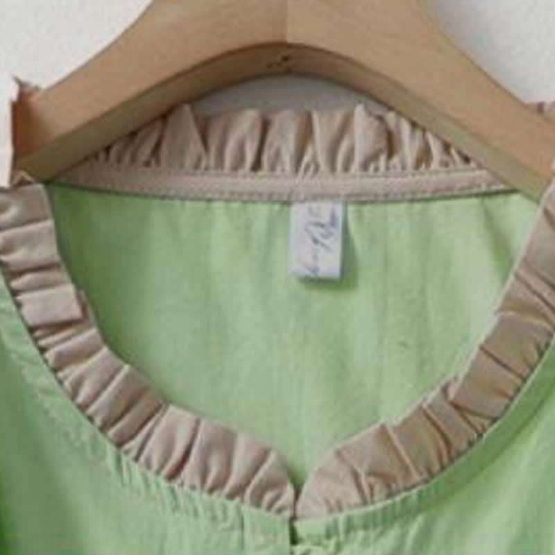 Buddha Stones Summer Casual Button Up Solid Ruffled Collar Cotton Women's Short Sleeve Shirt - image 14