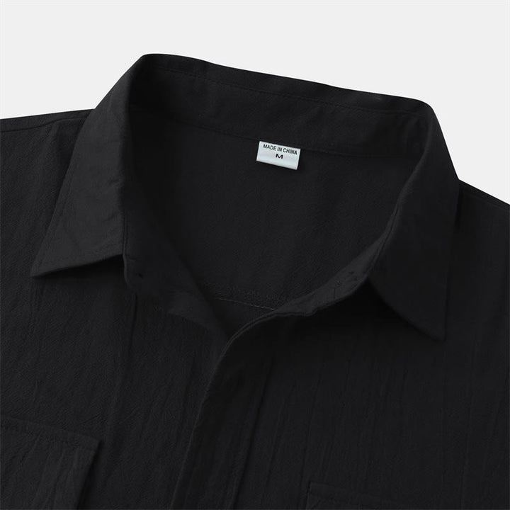 Buddha Stones Summer Casual Solid Buttons Men's Short Sleeve Shirts With Decorative Pockets - image 10
