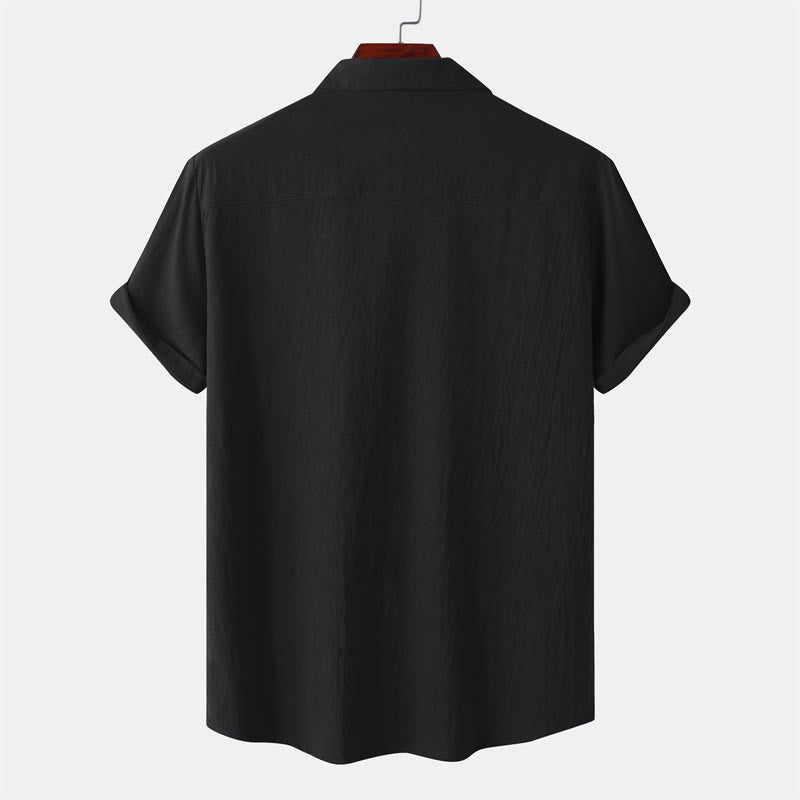 Buddha Stones Summer Casual Solid Buttons Men's Short Sleeve Shirts With Decorative Pockets - image 9