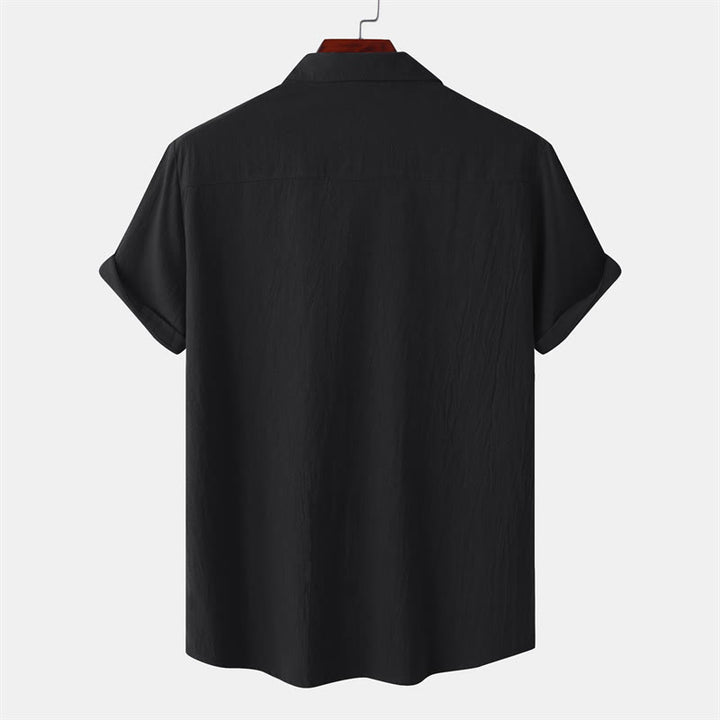 Buddha Stones Summer Casual Solid Buttons Men's Short Sleeve Shirts With Decorative Pockets - image 9