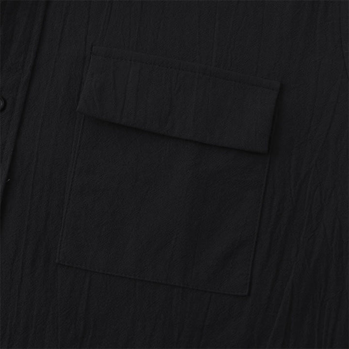 Buddha Stones Summer Casual Solid Buttons Men's Short Sleeve Shirts With Decorative Pockets - image 13
