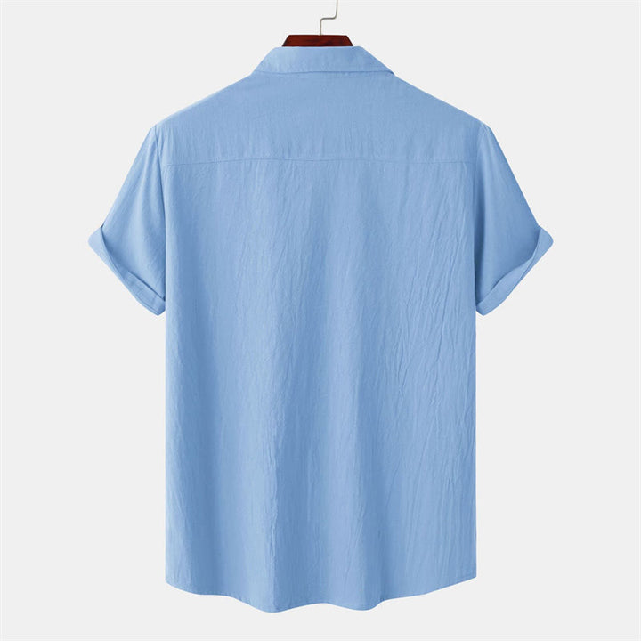 Buddha Stones Summer Casual Solid Buttons Men's Short Sleeve Shirts With Decorative Pockets - image 16