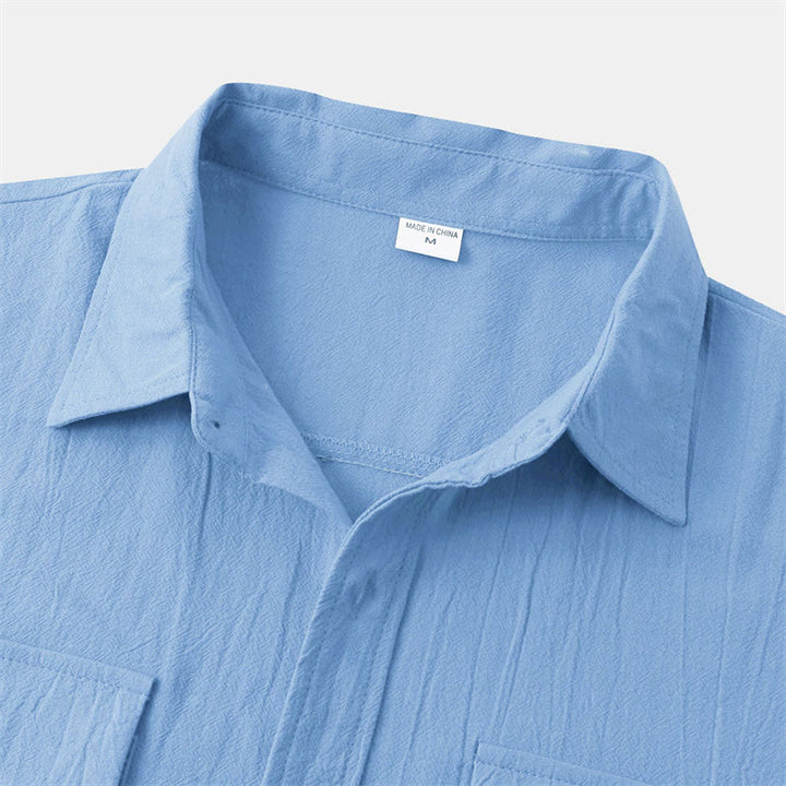 Buddha Stones Summer Casual Solid Buttons Men's Short Sleeve Shirts With Decorative Pockets - image 17