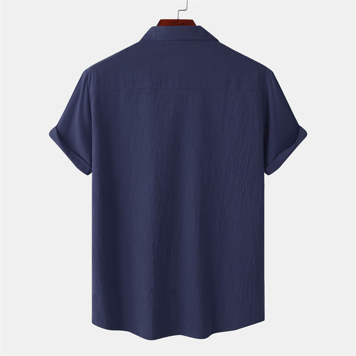 Buddha Stones Summer Casual Solid Buttons Men's Short Sleeve Shirts With Decorative Pockets - image 23