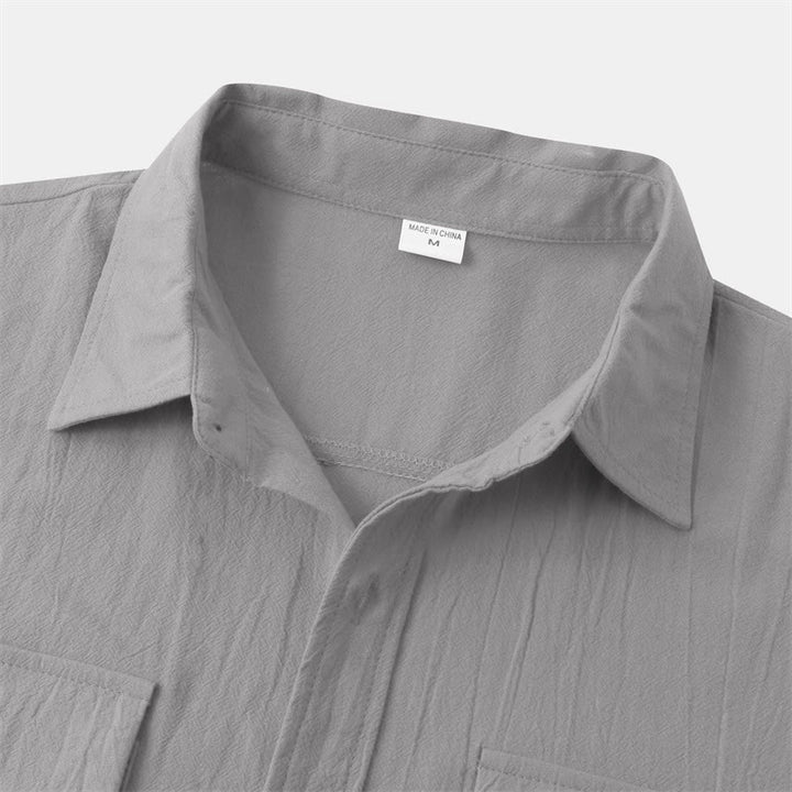 Buddha Stones Summer Casual Solid Buttons Men's Short Sleeve Shirts With Decorative Pockets - image 38